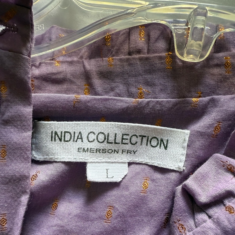 Emerson Fry India Collection Emmaline Lavender Gold Dot Blouse size large - Picture 8 of 9